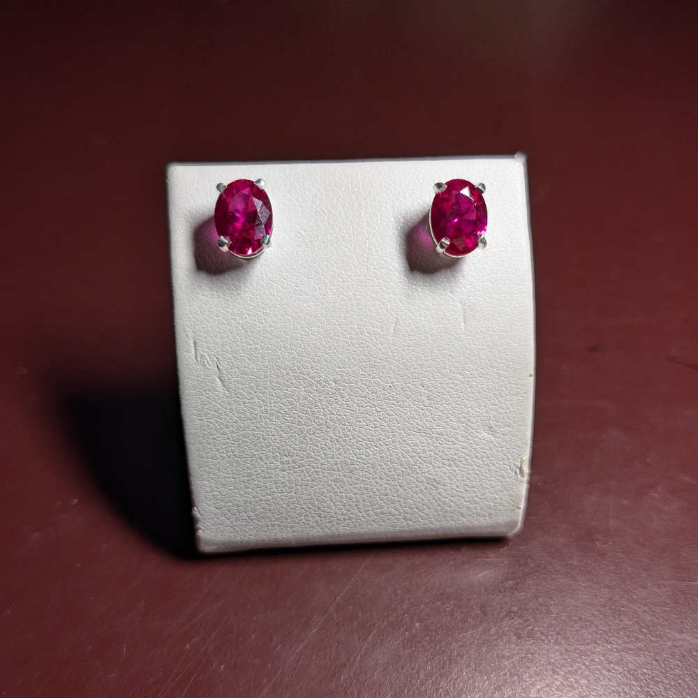 Lab Created Ruby Earrings in Sterling Silver
